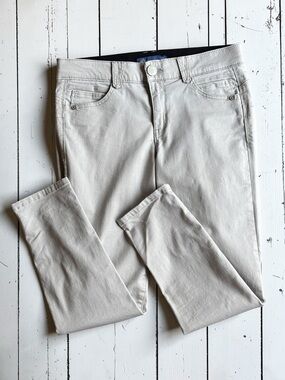 Democracy Ab Solution Slim Straight Ankle Pants Size 8 Beige Stretch